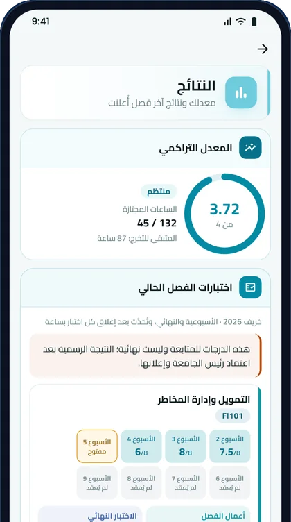 النتائج والمعدل التراكمي